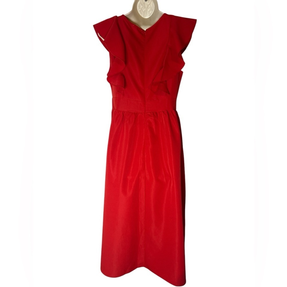 Sunday Up Red Sundress with Flutter Sleeves and V-neck for Cocktail
